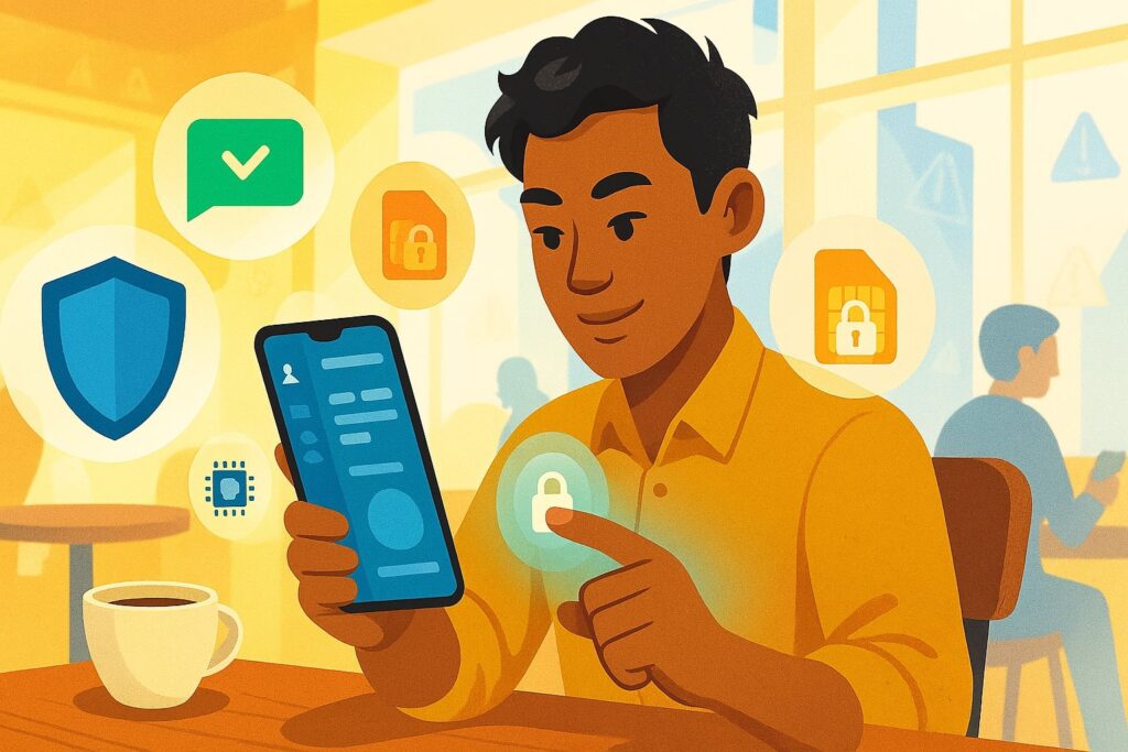 Pengguna Indonesia mengamankan mobile banking dengan biometrik, device binding, dan notifikasi push.