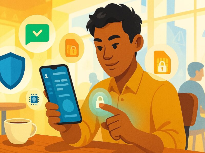 Pengguna Indonesia mengamankan mobile banking dengan biometrik, device binding, dan notifikasi push.